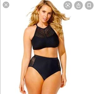 Black crochet two piece swimsuit